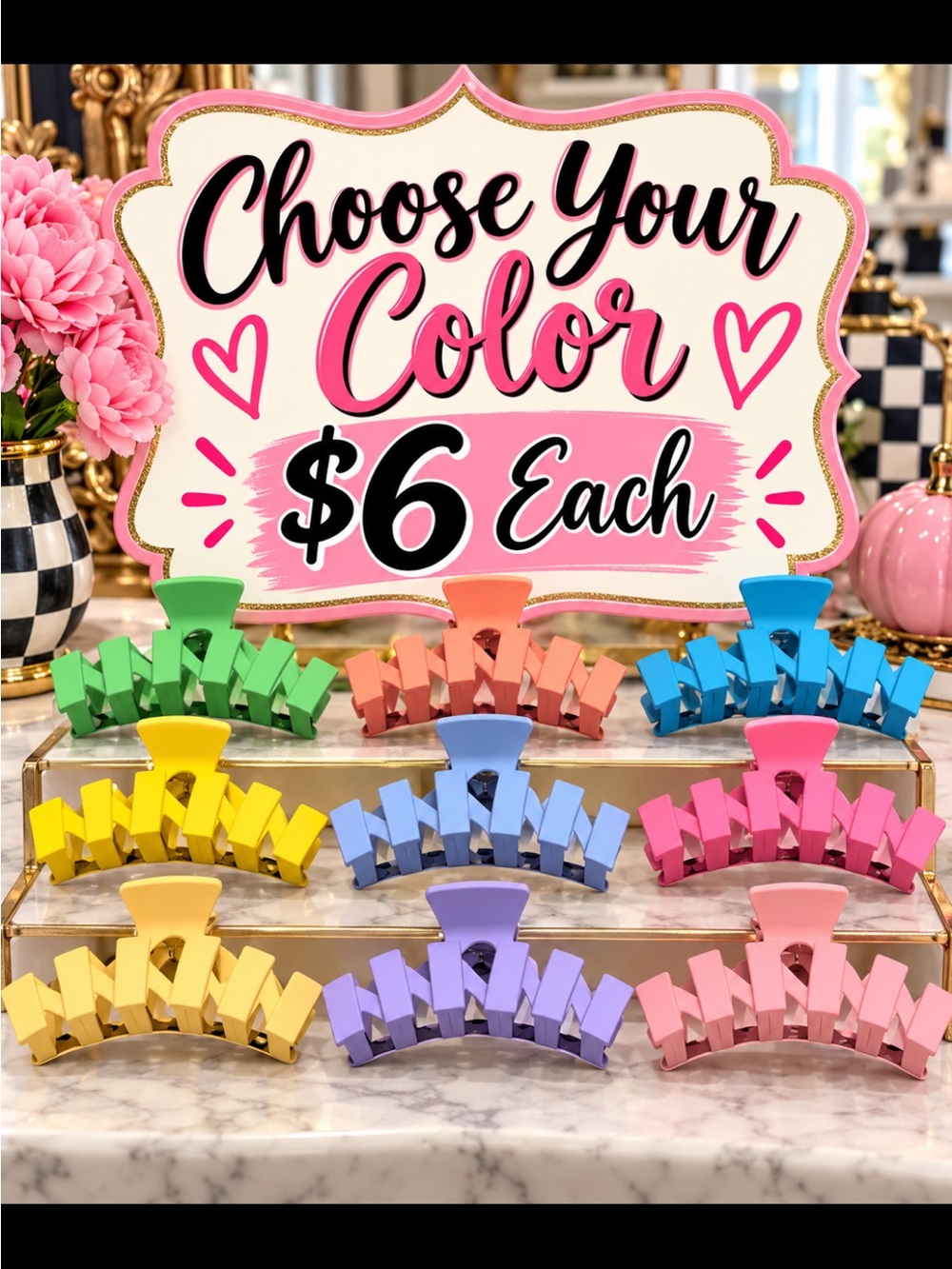 Pastels Color-Block Matte Hair Claw Clips - Assorted Brights